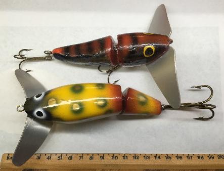 Lot of 7 vintage metal fishing lures, Al Wilson -lane's spark- l- wobbler 